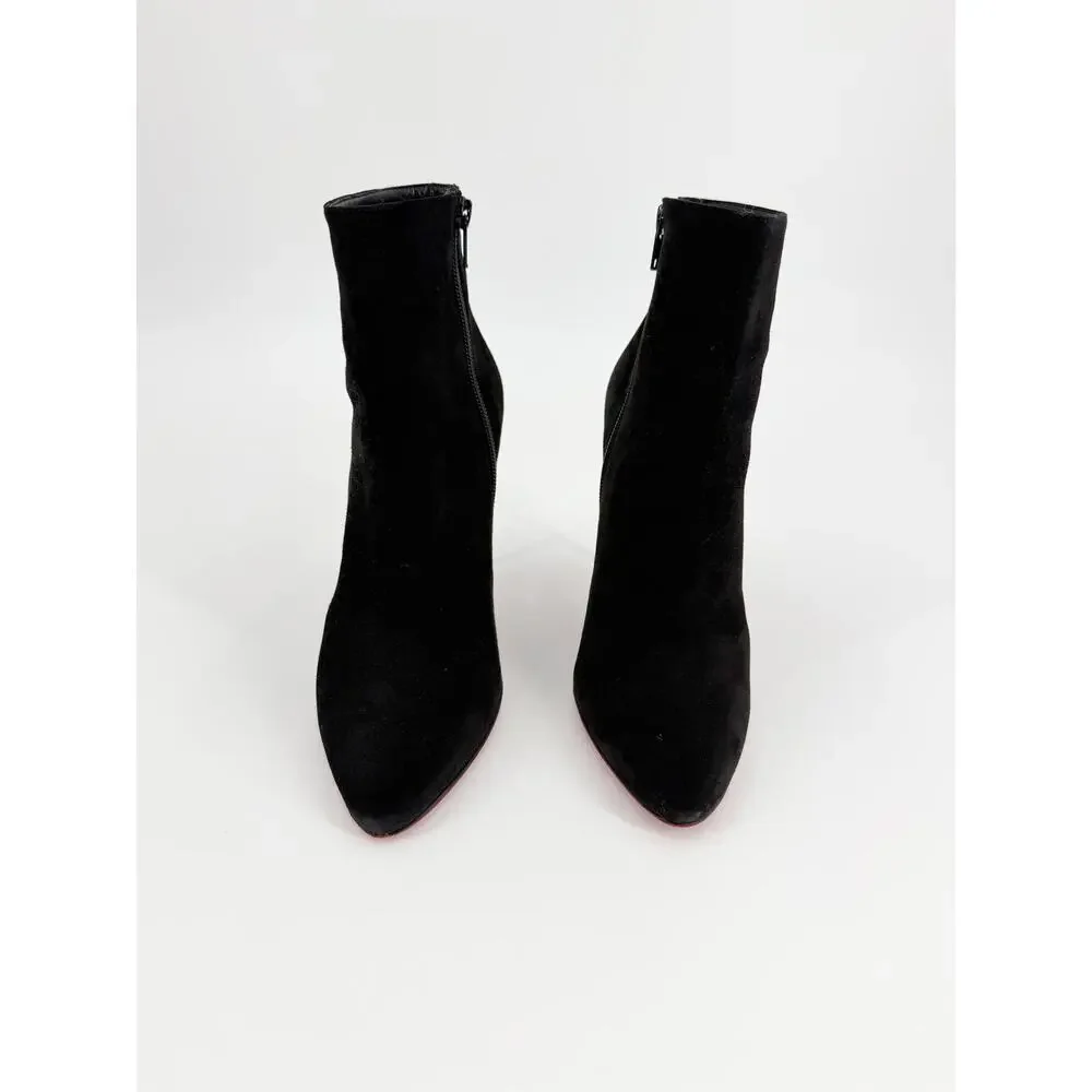 Christian Louboutin Eloise Booty 100 Black Suede Ankle Boots Size 39 EU Box Bag